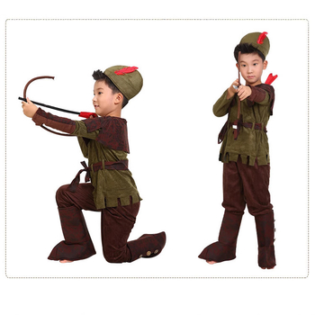 Man Xiang Robin Hood dječji scenarijski kostim za dječaka, tkanina od konopne smjese, 99% poliester, proljeće 2023, za djecu do 17 godina