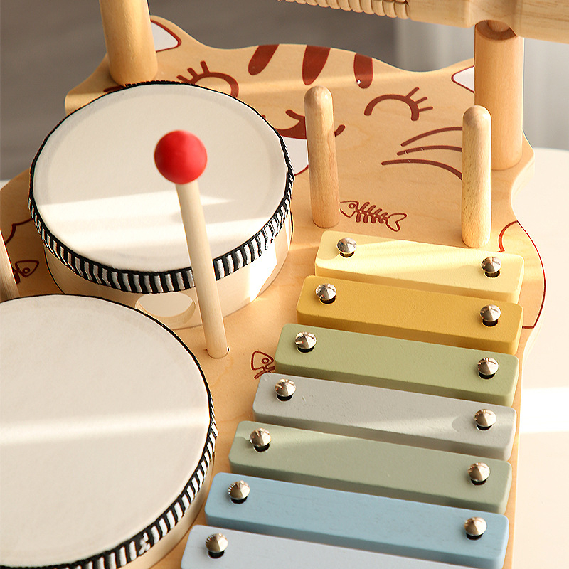Drveni Orff-ov udarni instrument za djecu 0–3 godine — višefunkcionalni udarni instrument, potiče razvoj uma, koordinaciju ruka-oko i sluh