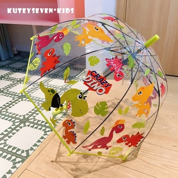 Gyerekeknek készült átlátszó mesefigurás esernyő - automatikus nyitás, hosszú nyél, vasvázas 8 merevítőív, 170T műanyag vászon