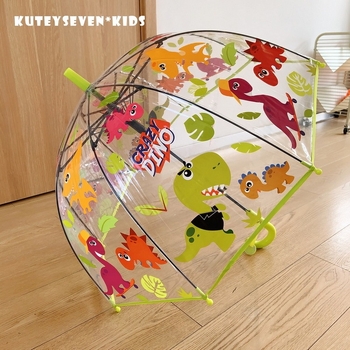 Gyerekeknek készült átlátszó mesefigurás esernyő - automatikus nyitás, hosszú nyél, vasvázas 8 merevítőív, 170T műanyag vászon