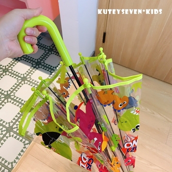 Gyerekeknek készült átlátszó mesefigurás esernyő - automatikus nyitás, hosszú nyél, vasvázas 8 merevítőív, 170T műanyag vászon