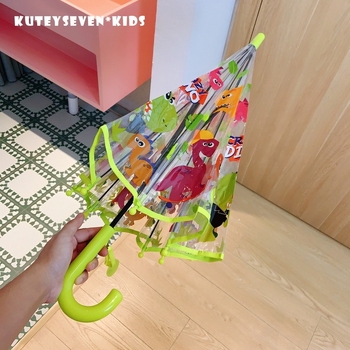 Gyerekeknek készült átlátszó mesefigurás esernyő - automatikus nyitás, hosszú nyél, vasvázas 8 merevítőív, 170T műanyag vászon