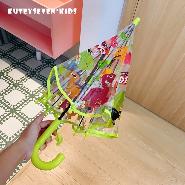 Gyerekeknek készült átlátszó mesefigurás esernyő - automatikus nyitás, hosszú nyél, vasvázas 8 merevítőív, 170T műanyag vászon