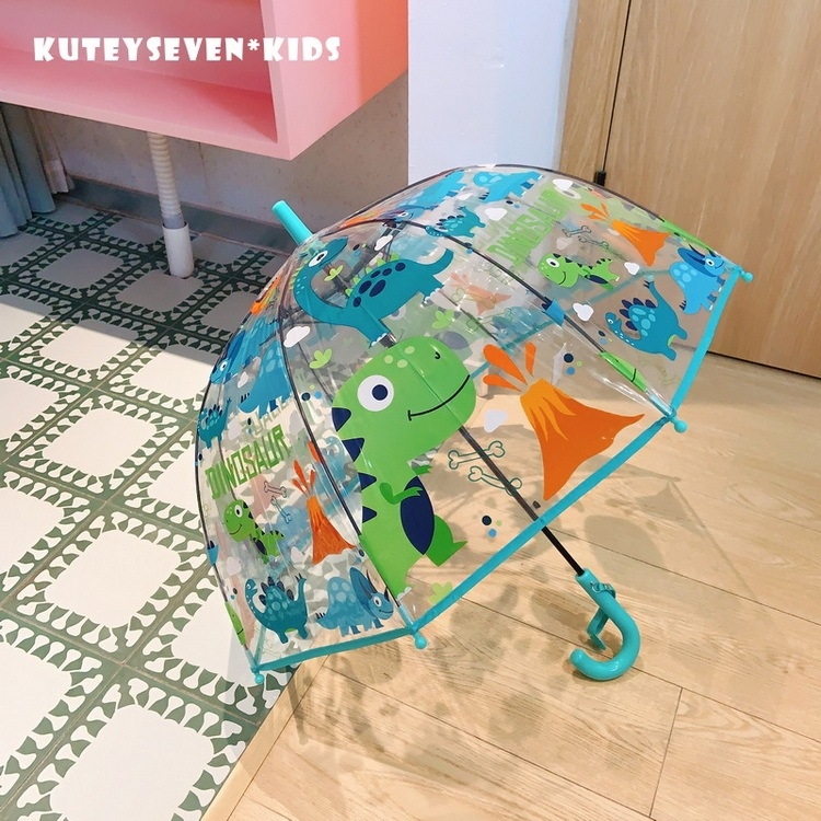 Gyerekeknek készült átlátszó mesefigurás esernyő - automatikus nyitás, hosszú nyél, vasvázas 8 merevítőív, 170T műanyag vászon