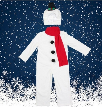 Karácsonyi hóember jelmez gyerekeknek – uniszex cosplay ruházat, 95% poliészter, 8+ éveseknek, 12–14 öltés 3 cm-en