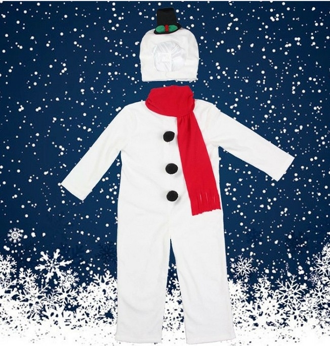 Karácsonyi hóember jelmez gyerekeknek – uniszex cosplay ruházat, 95% poliészter, 8+ éveseknek, 12–14 öltés 3 cm-en