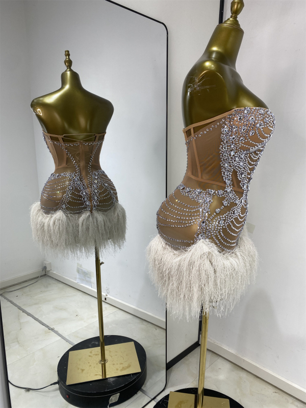 Pánt nélküli mesh ruhadarab kövekkel és bojtokkal – női SWTAO, 2025 ősz, korosztály 25–29, Sexy Hot Girl stílus