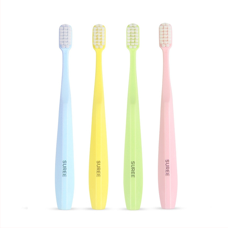 Ručná zubná kefka pre dospelých s mäkkými vláknami, macaron štýlová cestovná krabička, model S002, jednotlivo balená