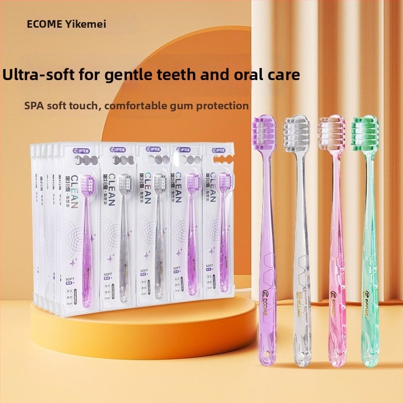 Ručná zubná kefka pre dospelých s mäkkými vláknami, macaron štýlová cestovná krabička, model S002, jednotlivo balená