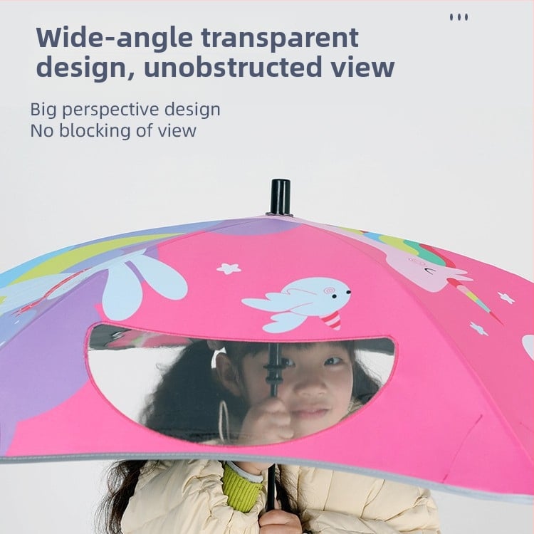 Παιδική ομπρέλα για ήλιο και βροχή με 6 ακτίνες από ίνες γυαλιού, μακριά λαβή, χειροκίνητο άνοιγμα/κλείσιμο, κάλυμμα από 190T βινύλιο, εκτυπωμένο λογότυπο