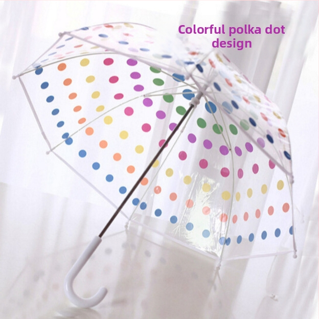 Διαφανής παιδική ομπρέλα με μακριά λαβή, πλαστικό κάλυμμα, 8 ακτίνες, ατσάλινος άξονας