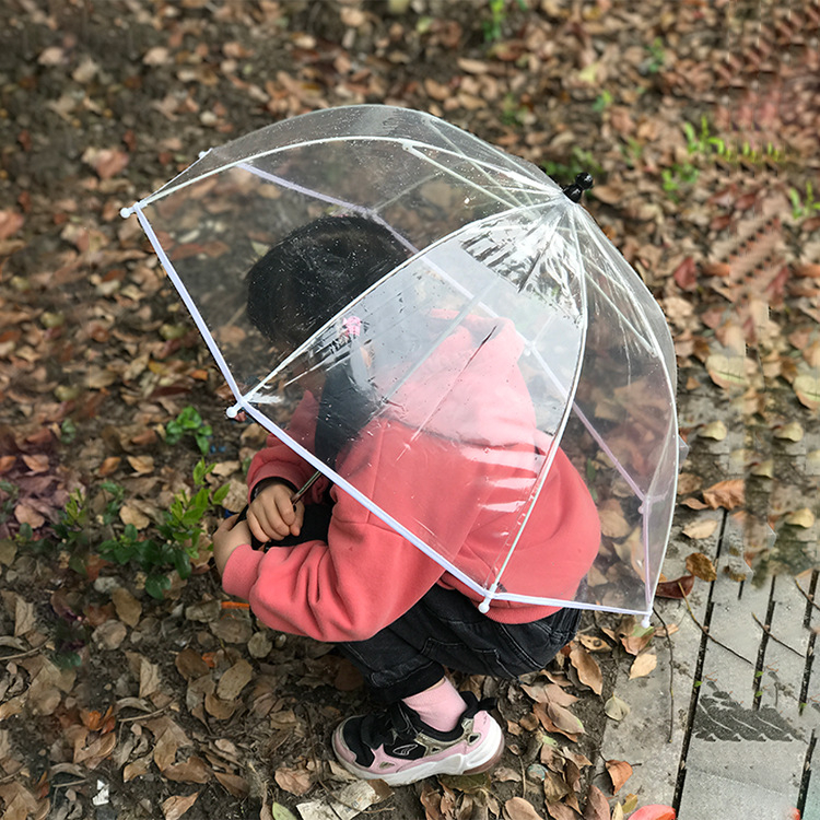 Διαφανής παιδική ομπρέλα με μακριά λαβή, πλαστικό κάλυμμα, 8 ακτίνες, ατσάλινος άξονας