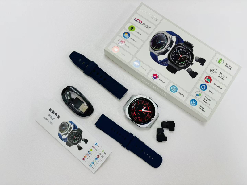 AIMB-Z19 Okosóra Bluetooth hívásokkal, pulzusmérés és oxigén-szaturáció monitorozással, alumínium ötvözetes tokkal, vezeték nélküli töltés