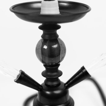Hookah s dvostrukom cijevi, metalno tijelo i stakleni set za pušenje