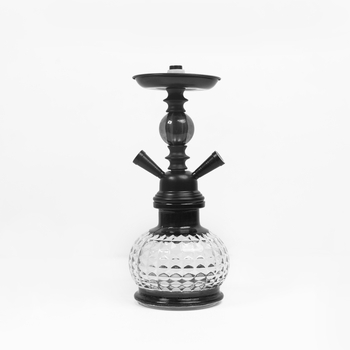 Hookah s dvostrukom cijevi, metalno tijelo i stakleni set za pušenje