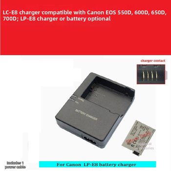 LC-E8/LPE8 nabíjačka pre Canon LP-E8 batériu – Kompatibilné s EOS 700D, 600D, 550D, 650D, X7i, X6