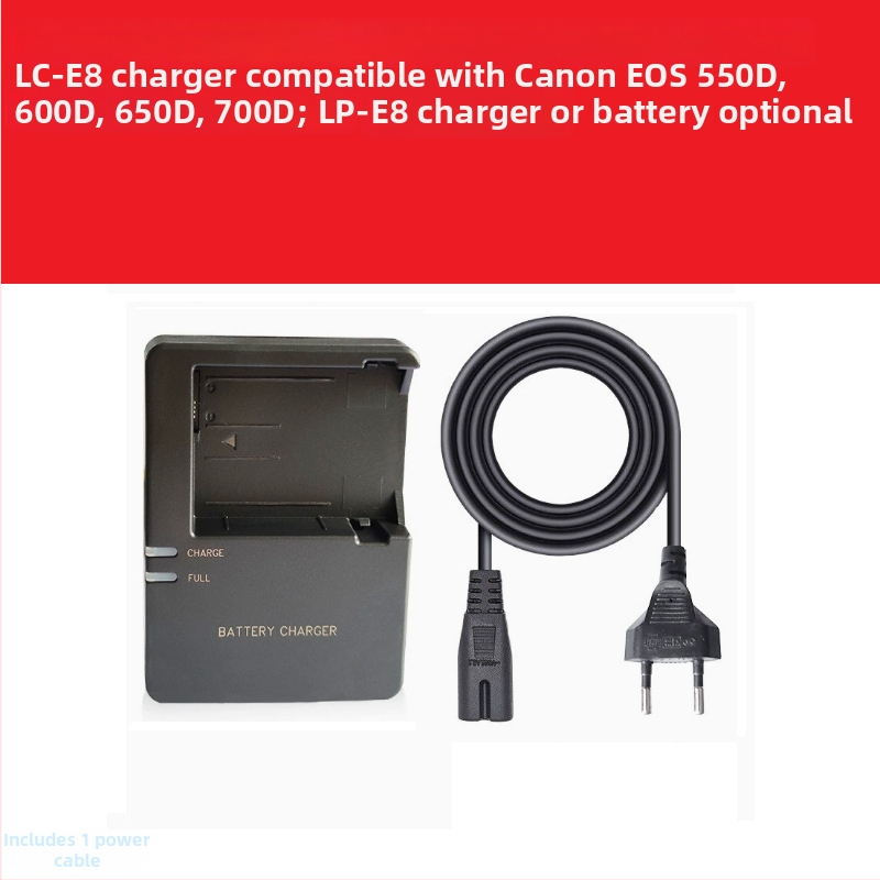 LC-E8/LPE8 nabíjačka pre Canon LP-E8 batériu – Kompatibilné s EOS 700D, 600D, 550D, 650D, X7i, X6