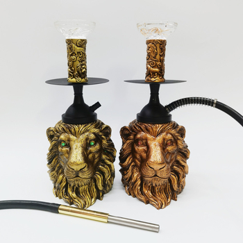Smoljena nargila s dizajnom lavlje glave, arapski stil Shisha s LED osvjetljenjem, kutija s 6 setova, Silu
