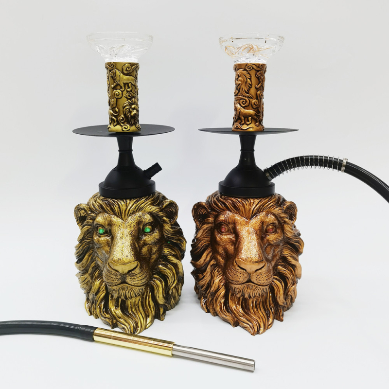 Smoljena nargila s dizajnom lavlje glave, arapski stil Shisha s LED osvjetljenjem, kutija s 6 setova, Silu
