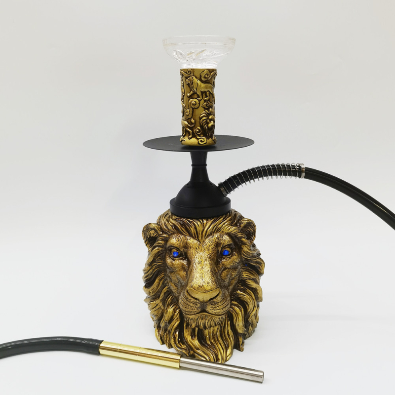 Smoljena nargila s dizajnom lavlje glave, arapski stil Shisha s LED osvjetljenjem, kutija s 6 setova, Silu