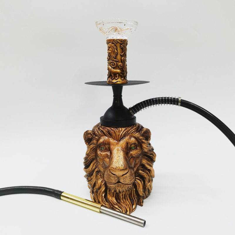 Smoljena nargila s dizajnom lavlje glave, arapski stil Shisha s LED osvjetljenjem, kutija s 6 setova, Silu