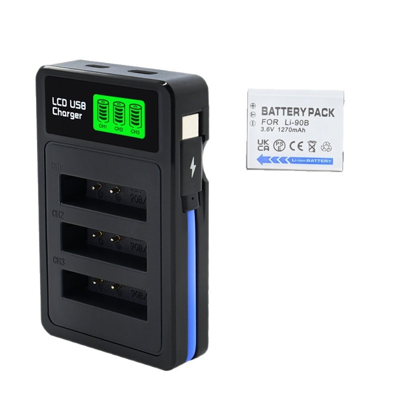 Настолно зарядно LI-90B DB-110 – 3 слота универсално зарядно за батерии Olympus с Type-C интерфейс