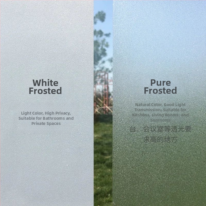 Fólia na okná pre súkromie – mračne sklo, elektrostatické lepenie, PVC, moderný minimalistický štýl, vlastné spracovanie