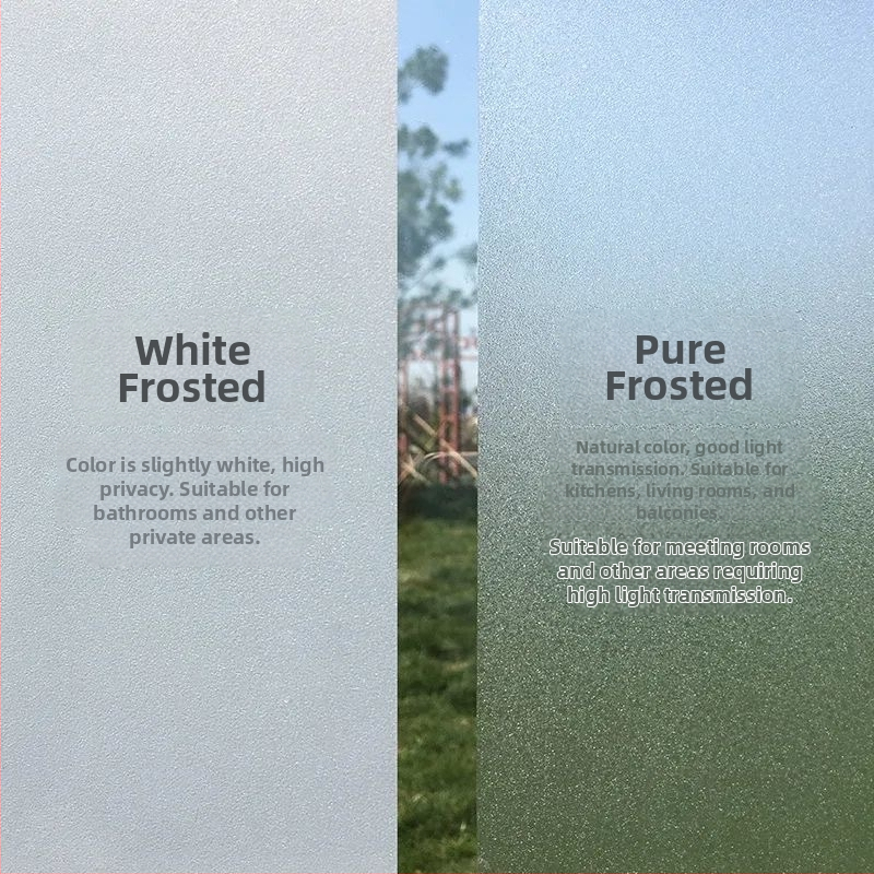 Fólia na okná pre súkromie – mračne sklo, elektrostatické lepenie, PVC, moderný minimalistický štýl, vlastné spracovanie