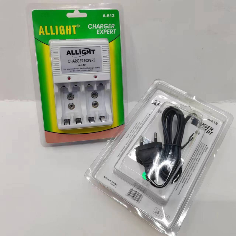 ALLIGHT višenamjenski punjač baterija za No.5, No.7, 9V i druge punjive baterije, serija A-612, ulaz 100-240V 50-60Hz.