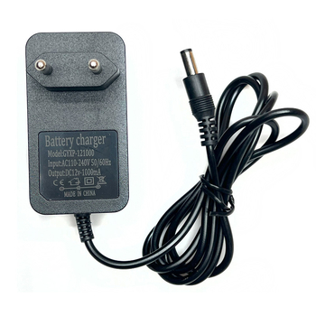 Ólom-savas és lítium akkumulátorokhoz való töltő, DC 12V 1A kimenet, bemenet AC 100-240V, CE/FCC tanúsítvány