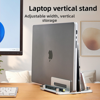 Vertikálny podstavec pre notebook a Mac mini M4 — hliníková zliatina; model: vertikálny stojan; všeobecná kompatibilita; uvedené na trh v roku 2024; hmotnosť sa líši podľa počtu klipov (jeden/dva)