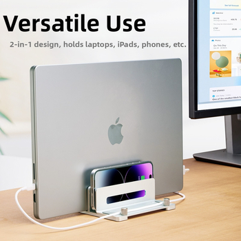 Vertikálny podstavec pre notebook a Mac mini M4 — hliníková zliatina; model: vertikálny stojan; všeobecná kompatibilita; uvedené na trh v roku 2024; hmotnosť sa líši podľa počtu klipov (jeden/dva)