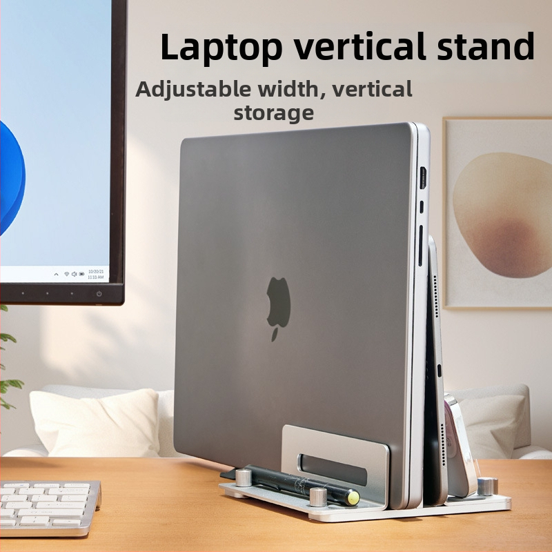 Vertikálny podstavec pre notebook a Mac mini M4 — hliníková zliatina; model: vertikálny stojan; všeobecná kompatibilita; uvedené na trh v roku 2024; hmotnosť sa líši podľa počtu klipov (jeden/dva)