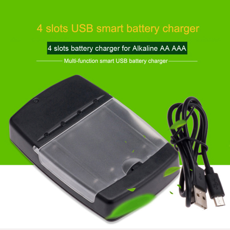 Punjač baterija — USB s četiri utičnice za AA/AAA alkalne baterije, ulaz 5V, izlaz 1.5V, CE/ROHS/FCC