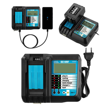 Punjač DC18RF s LCD zaslonom, USB 3.5A, ulaz 100-240V, izlaz 14-18V