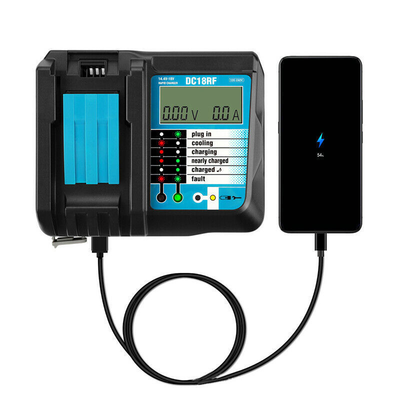 Punjač DC18RF s LCD zaslonom, USB 3.5A, ulaz 100-240V, izlaz 14-18V