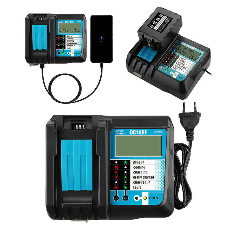 Punjač DC18RF s LCD zaslonom, USB 3.5A, ulaz 100-240V, izlaz 14-18V