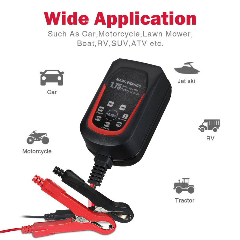 Punjač baterije automobila 6V/12V DC 1.75A, podesivi, za olovne baterije, ulaz 100-240V, CE/FCC/ROHS/EMC