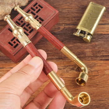 Réz dohánypipa tömörfa szűrővel, száraz piping design, többfunkciós dohánytasak és hordozható szájtisztító