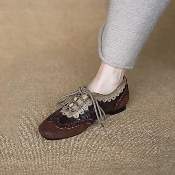 Női Derby cipők - Microfiber felsőrész, kerek orr, alacsony sarkú 1-3 cm, gumitalp, fűzővel