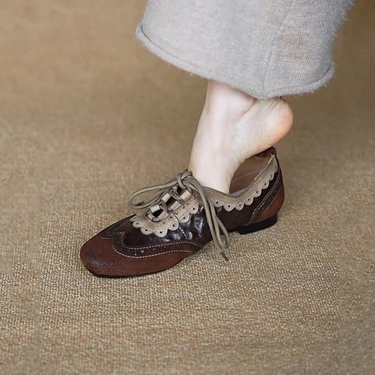 Női Derby cipők - Microfiber felsőrész, kerek orr, alacsony sarkú 1-3 cm, gumitalp, fűzővel