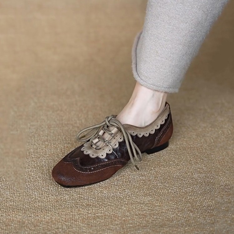 Női Derby cipők - Microfiber felsőrész, kerek orr, alacsony sarkú 1-3 cm, gumitalp, fűzővel