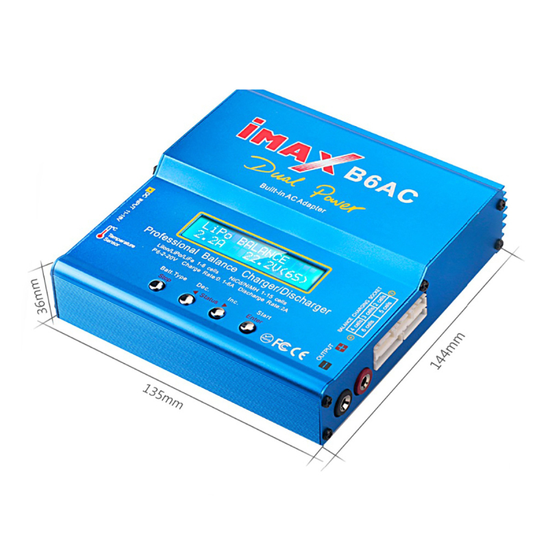 HTRC balansni punjač B6AC za litijske baterije, podržava 3S/6S, ulaz 100-240V AC, izlaz 12V 6A