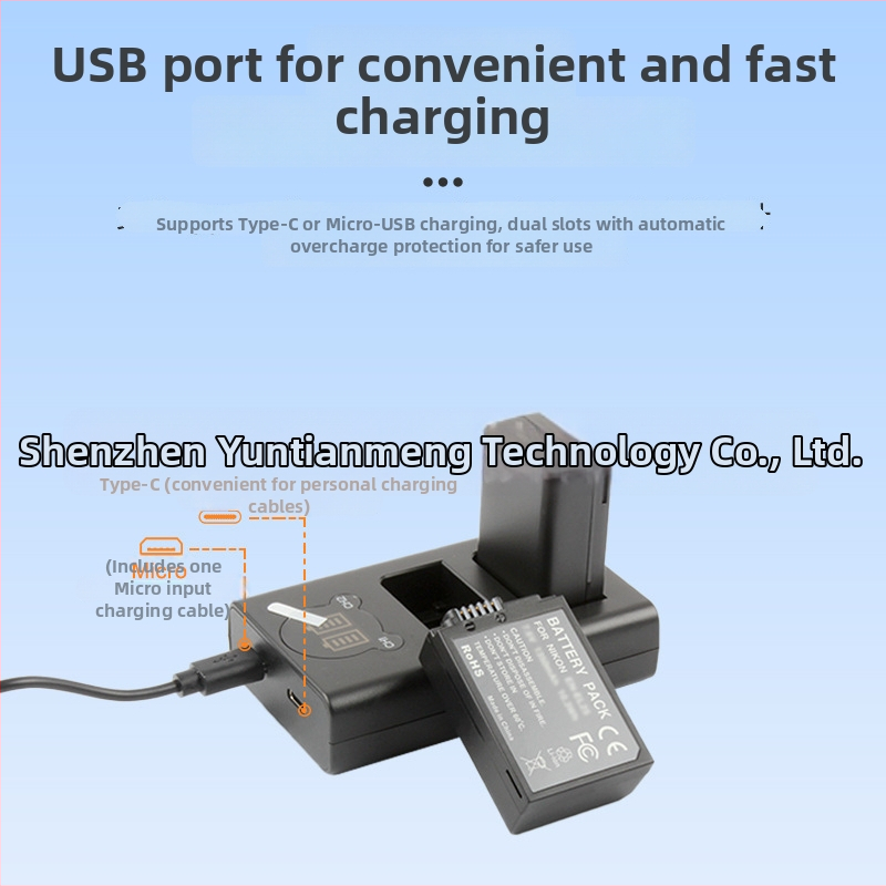 RINGTEAM DL-FW50 USB dvojzásuvový nabíjač pre NP-FW50 batérie, kompatibilný so Sony A7M2, A7S II a A6500