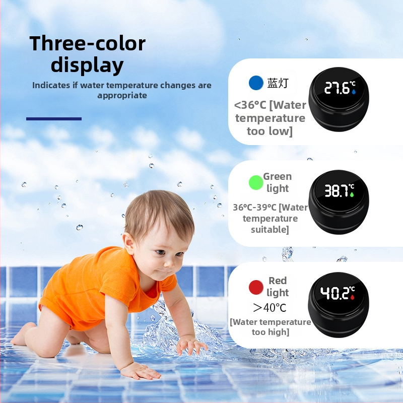 Punjivi termometar za vodu u kadi, s pametnim mjerenjem temperature, za kućnu upotrebu, za kupanje beba i novorođenčadi, pogodan za akvarij