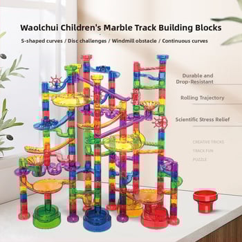 Golyós futópálya építő készlet – ABS műanyag, akkumulátoros, 100–200 darab, 4–6 éveseknek