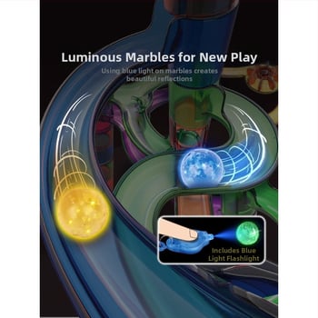 Golyós futópálya építő készlet – ABS műanyag, akkumulátoros, 100–200 darab, 4–6 éveseknek