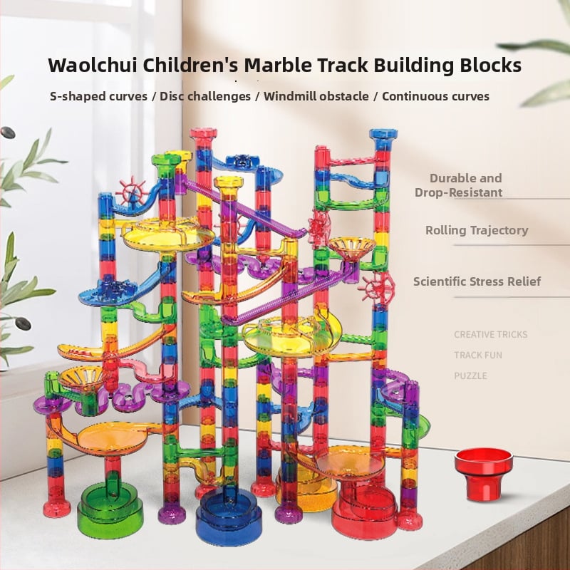 Golyós futópálya építő készlet – ABS műanyag, akkumulátoros, 100–200 darab, 4–6 éveseknek