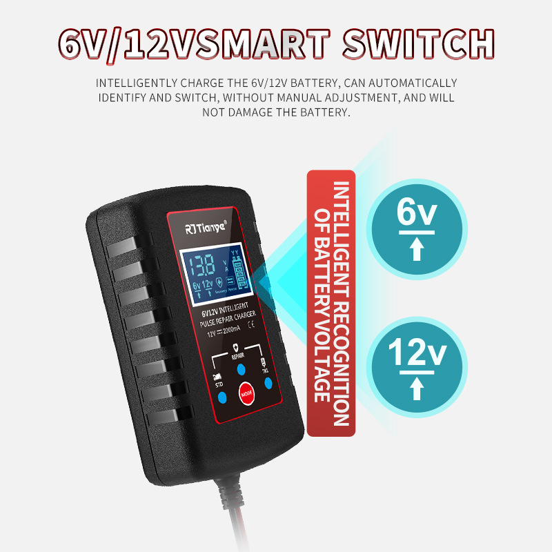 Ultra-tank baterijski punjač s ASE kabelom, 6V-12V, ulaz 110-240V, izlaz DC12.6V 2A, EMC/FCC/ROHS Certifikacija