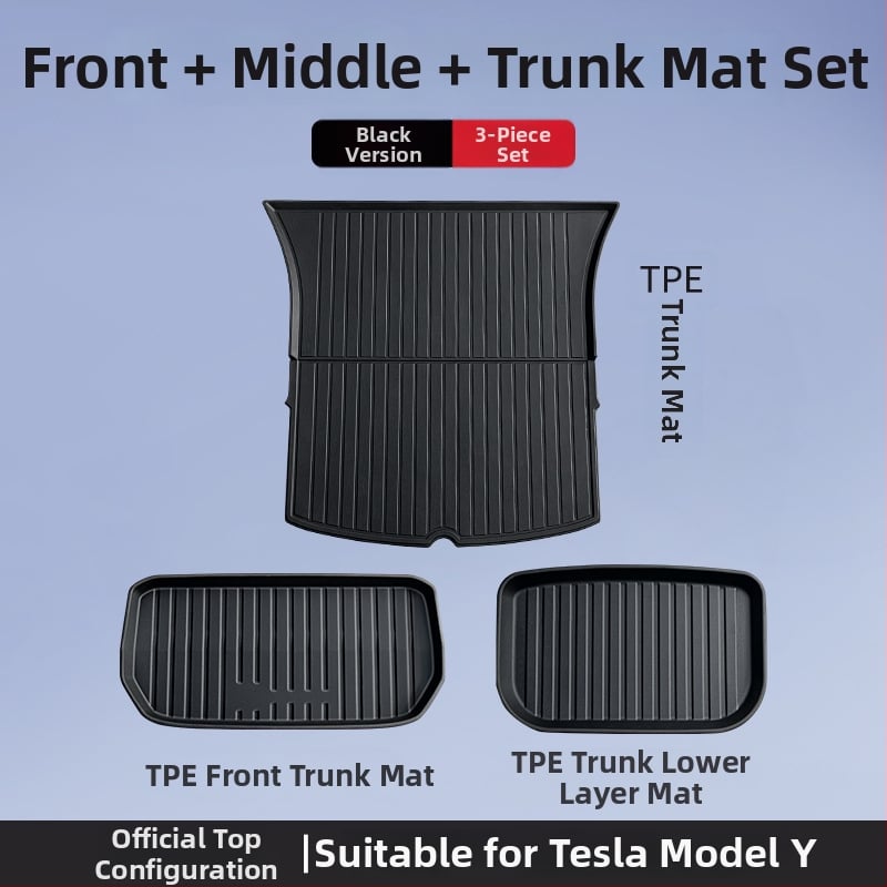 Tesla Model 3/Y εμπρός και πίσω χαλιά πορτ-παγκάζ – TPE, ειδικά για το μοντέλο, χωρίς λογότυπο
